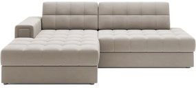 Bézs bársony kinyitható sarokkanapé (bal oldali-heverő résszel) Blezalt – ELTAP