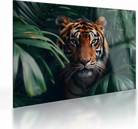 Üveg kép - Egy tigris portréja a dzsungelben (70x50 cm)