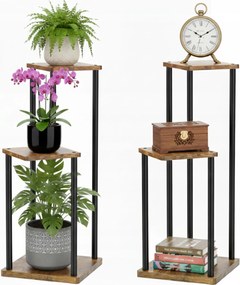 Virágágyás fém fa 3 polcos állvány 78cm sarok növények virágok Loft könyvespolc