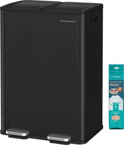 SONGMICS 60L Konyhai szemetes (2x30L), lágy záródás, fekete