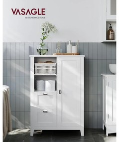 VASAGLE tárolószekrény, fürdőszobai szekrény 30x55x80 cm, fehér