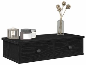 Falipolc fiókokkal fekete 60x25x15 cm műszaki fa