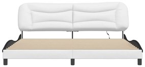 fehér és fekete műbőr ágykeret LED-világítással 200x200 cm