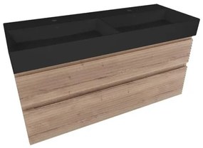 Naturel Savona Fürdőszobaszekrény mosdóval, 2 fiókos 118x53x44,8 cm matt Halifax tölgy SAVONA2120DHSATC