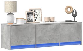 betonszürke szerelt fa TV-szekrény LED-ekkel 140 x 34 x 40 cm