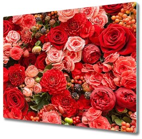 Üveg vágódeszka piros virágok 60x52 cm