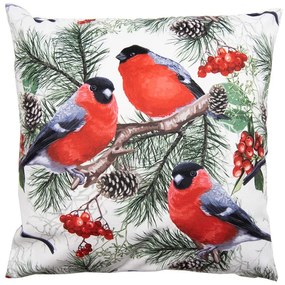 Karácsonyi textil párnahuzat madarak fenyőágon