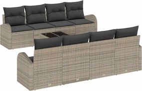 vidaXL Kerti Kanapé Szett Szürke 55 x 55 x 37 cm polirattan