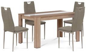 Étkezőgarnitúra MDF, 4 székkel, 138 x 80 x 75 cm,Sonoma tölgyfa