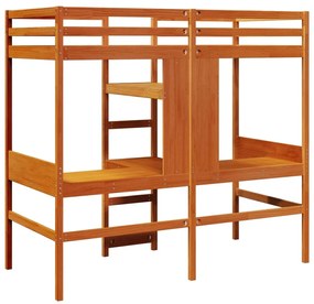 viaszbarna tömör fenyő galériaágy-keret matrac nélkül 75x190 cm