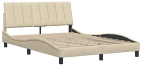 krémszínű szövet ágykeret matrac nélkül Hanko 140 x 190 cm