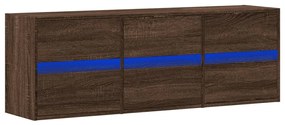 barna tölgyszínű fali TV-szekrény LED-del 130x31x45 cm