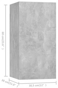 7 db betonszürke szerelt fa TV-szekrény 30,5 x 30 x 60 cm