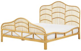 Világosbarna rattan franciaágy 160 x 200 cm DOMEYROT Beliani