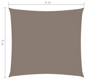 tópszínű négyzet alakú oxford-szövet napvitorla 6 x 6 m