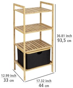 Fekete-natúr színű bambusz fürdőszobai polcos állvány 44x93,5 cm Ecori – Wenko