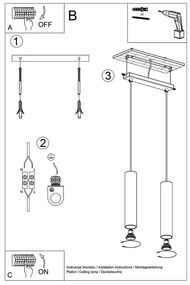 Krémszínű függőlámpa Castro – Sollux