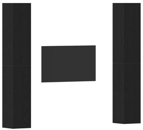 4 darabos TV szekrény szett fekete tölgyből - 30,5 x 30 x 90 cm - Mérnöki fából készült