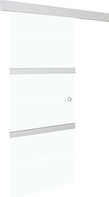 vidaXL ezüst ESG üveg és alumínium tolóajtó puha ütközőkkel 76x205 cm