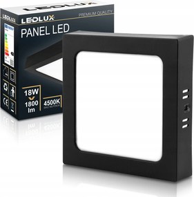 Falra szerelhetĆ Led panel 18W Nw fekete 17,5x17,5cm Plafon mennyezeti lĂĄmpa nĂ©gyzet