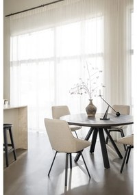 Sötétbarna kerek bővíthető étkezőasztal tölgyfa dekorral ø 135 cm Maddock – Rowico