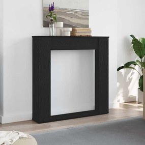 fekete tölgy színű szerelt fa kandallóburkolat 100x20x100 cm