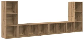 TV szekrény 4 pcs kézműves tölgy 37 x 35 x 107.5 cm Műanyag Fa
