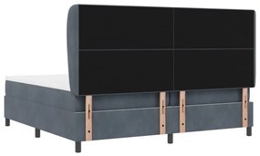 Boxspring Ágy Matrac Köd Szürke 200x200 cm Bársony