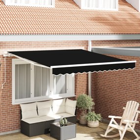 Kézi Behúzható Napellenző Fekete 300x250 cm