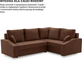 Grande Plus sarokkanapé, jobboldali, szövet anyag, barna