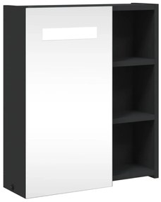 fekete tükrös fürdőszobaszekrény LED-del 45 x 13 x 52 cm