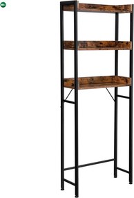 Mosógép feletti tárolószekrény, fürdőszoba szekrény, rusztikus barna 63x25x165cm
