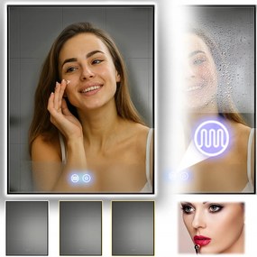 Fűthető Led-es Megvilágított Tükör 60x80cm Téglalap Alakú Fürdőszobai Érintőképernyős