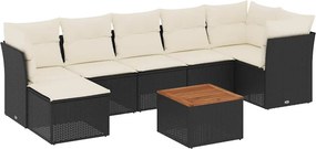 vidaXL 8 részes fekete polyrattan kerti ülőgarnitúra párnákkal