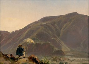 Üveg kép - Jules Coignet, View of Bozen with a Painter, reprodukciók (70x50 cm)