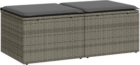 vidaXL 2 részes szürke polyrattan akácfa kerti ülőgarnitúra párnákkal