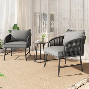 Kerti bútor szett 3 részes szett 2 kanapé üveg asztal szürke