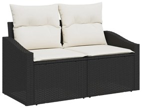 7 részes kerti kanapé szett párnákkal Fekete Műanyag Rattan