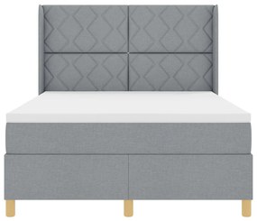 Boxspring Ágy Mattal és LED Fénnyel Szürke 140x200 cm Szövet