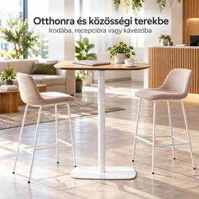 Bárasztal, kerek MDF asztallappal, Ø60 x 105 cm, 20 kg teherbírás, tölgy/fehér