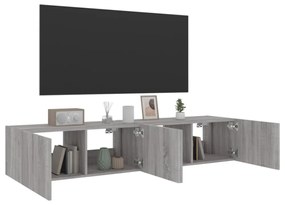 2 db szürke sonoma fali TV-szekrény LED-ekkel 80x35x31 cm
