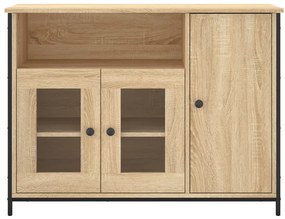 sonoma tölgy színű szerelt fa tálalószekrény 100 x 35 x 75 cm