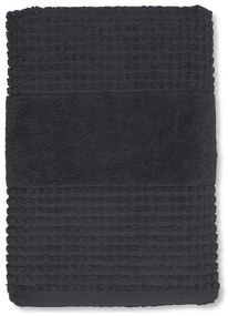 Sötétszürke frottír bio pamut fürdőlepedő 70x140 cm Check – JUNA