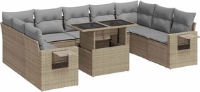 vidaXL 10 részes bézs polyrattan kerti ülőgarnitúra párnával