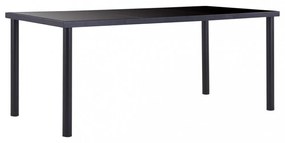 fekete edzett üveg étkezőasztal 180 x 90 x 75 cm