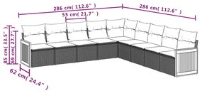 9-részes szürke polyrattan kerti ülőgarnitúra párnákkal