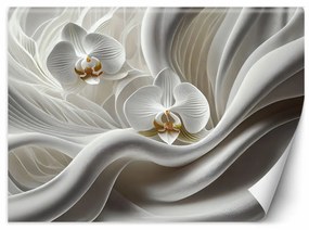 Fotótapéta, Fehér orchidea és 3D absztrakció - 450x315