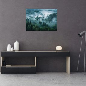 Üveg kép - Erdő ködben (70x50 cm)