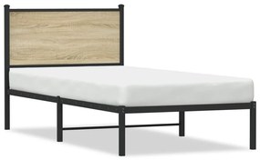 sonoma tölgy színű fém ágykeret matrac nélkül 90 x 200 cm