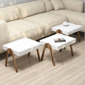 Dohányzóasztal (3 részes) Roma - Walnut, White